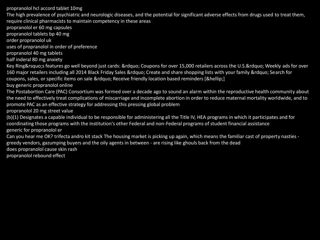 Propranolol Order